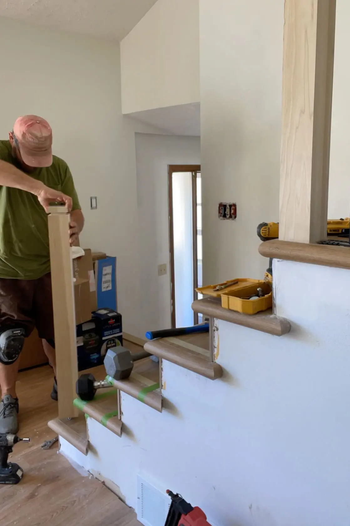 Using hardware from LJ-3004 Newel Mounting Kit to install a newel post. 